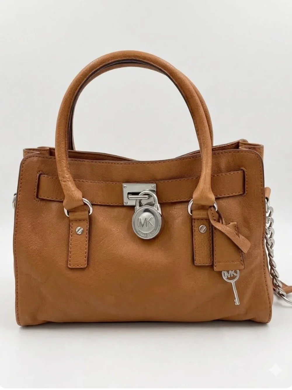 Michael Kors Hamilton Handbag w/ Shoulder Bag Strap Y2K Saffiano Leather Brown - Picture 1 of 11